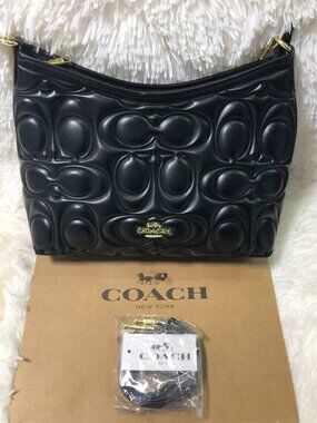 New Coach CZ178 Laurel Shoulder Bag In Signature Leather In Black